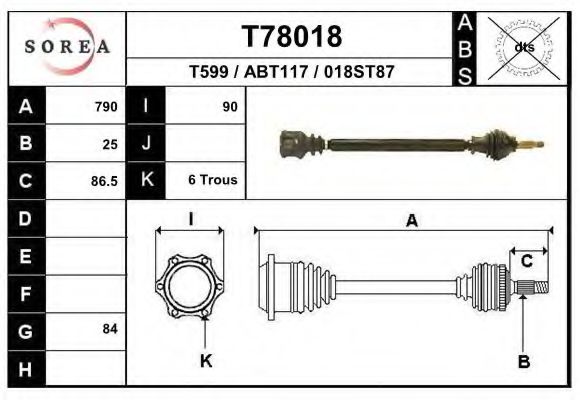 Полуось в сборе eai T78018