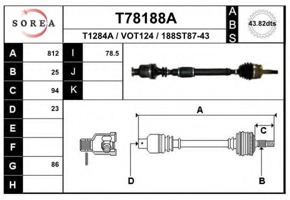 Полуось в сборе EAI T78188A