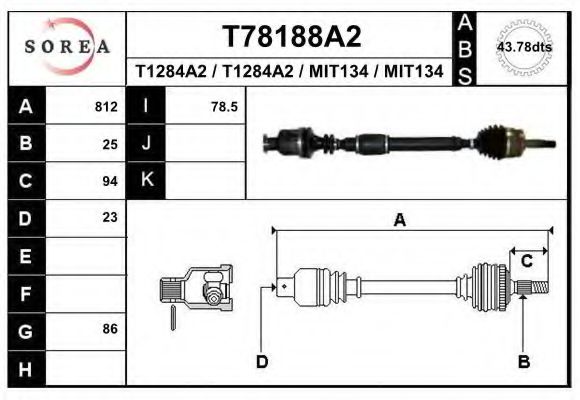 Полуось в сборе EAI T78188A2