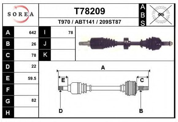 Полуось в сборе eai T78209