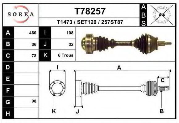 Полуось в сборе EAI T78257