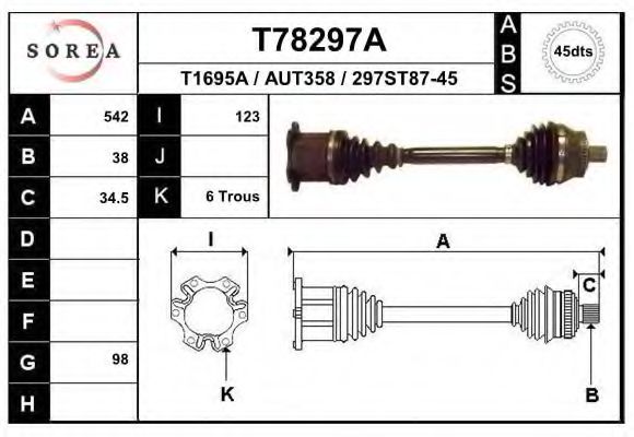 Полуось в сборе EAI T78297A