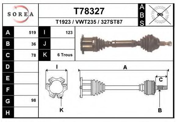 Полуось в сборе EAI T78327