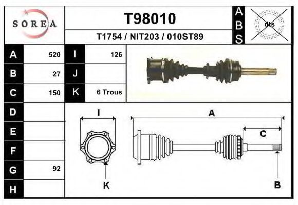 Полуось в сборе EAI T98010