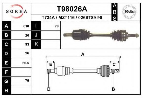 Полуось в сборе MAZDA G0342560X