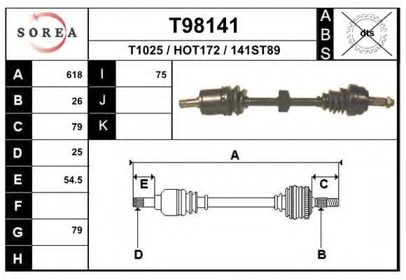Полуось в сборе EAI T98141