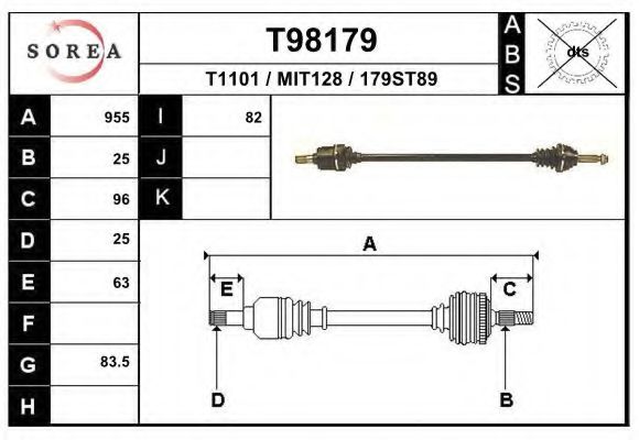 Полуось в сборе eai T98179