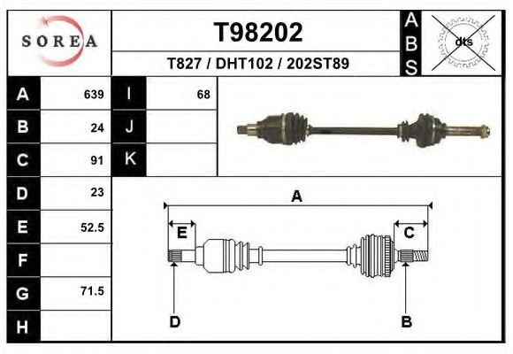 Полуось в сборе eai T98202