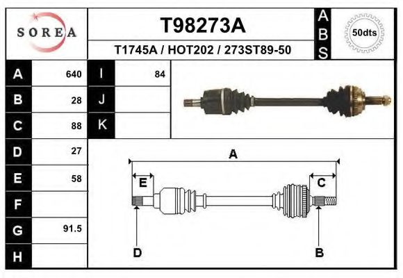 Полуось в сборе EAI T98273A