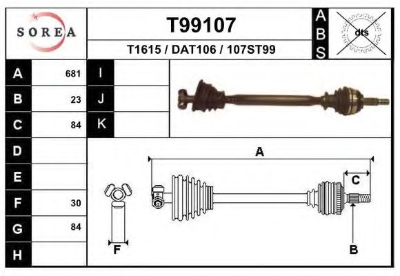 Полуось в сборе EAI T99107