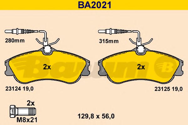 Тормозные колодки BARUM BA2021