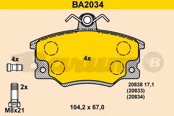 Тормозные колодки BARUM BA2034