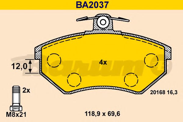 Тормозные колодки BARUM BA2037