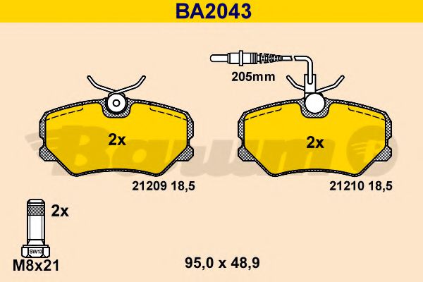 Тормозные колодки BARUM BA2043