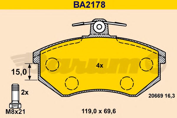 Тормозные колодки BARUM BA2178