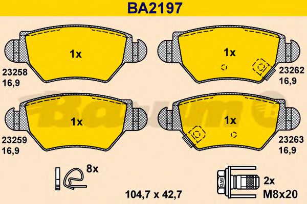 Тормозные колодки BARUM BA2197