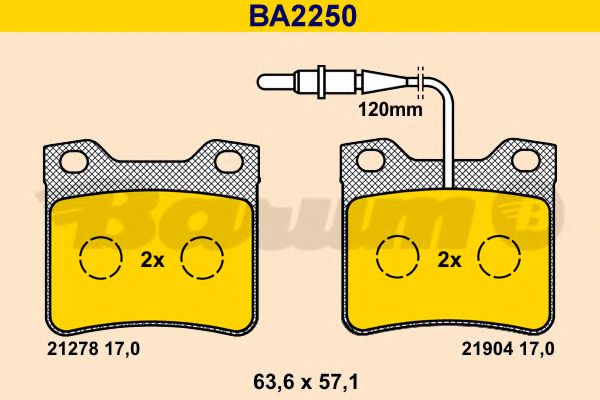 Тормозные колодки BARUM BA2250