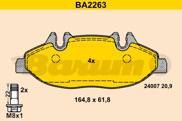 Тормозные колодки BARUM BA2263