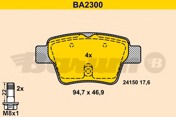 Тормозные колодки BARUM BA2300