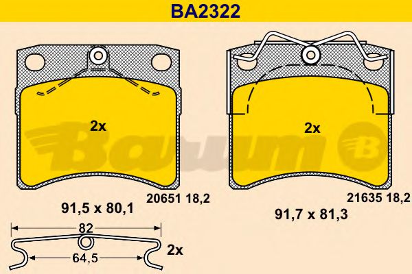 Тормозные колодки BARUM BA2322