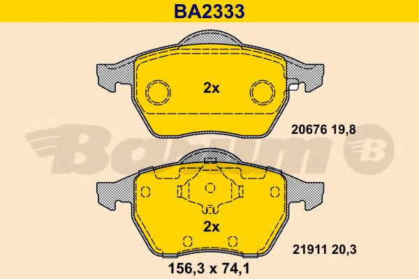 Тормозные колодки BARUM BA2333