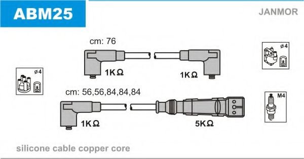 Комплект проводов зажигания JANMOR ABM25