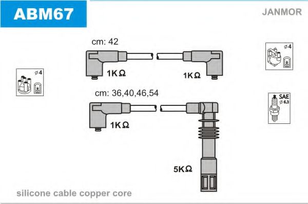 Комплект проводов зажигания JANMOR ABM67