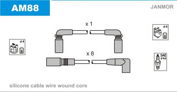 Комплект проводов зажигания janmor AM88