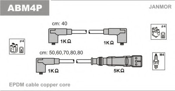 Комплект проводов зажигания JANMOR ABM4P
