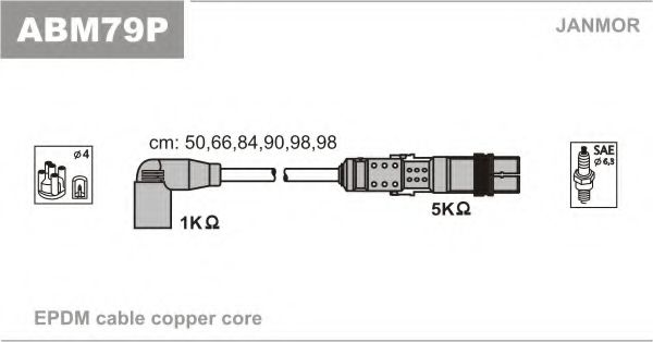 Комплект проводов зажигания JANMOR ABM79P