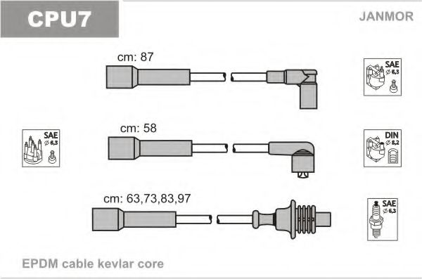 Комплект проводов зажигания JANMOR CPU7