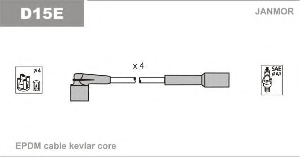 Комплект проводов зажигания JANMOR D15E