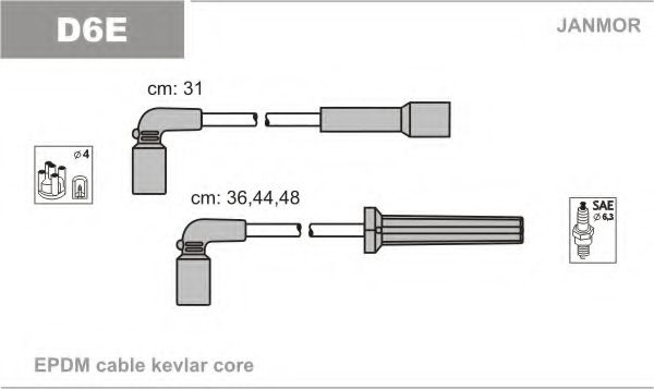 Комплект проводов зажигания JANMOR D6E