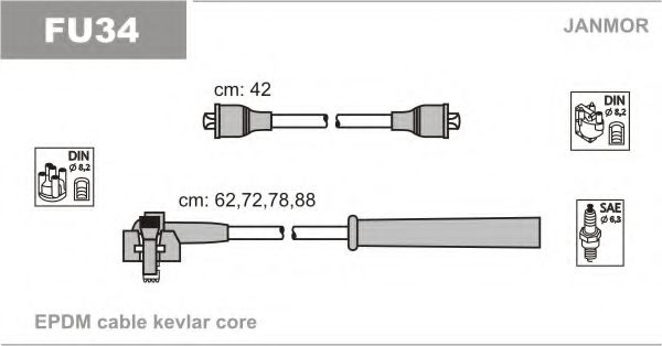 Комплект проводов зажигания JANMOR FU34