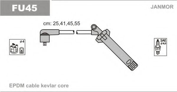 Комплект проводов зажигания JANMOR FU45