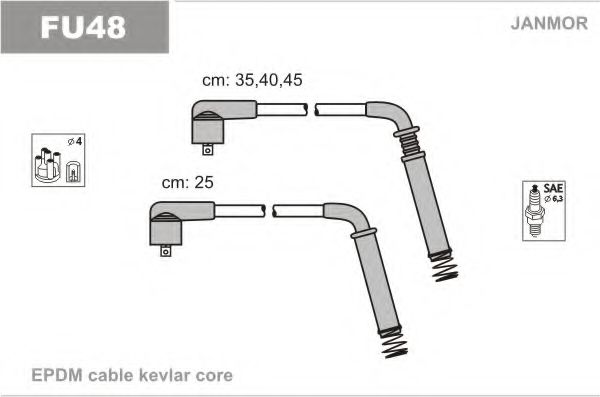 Комплект проводов зажигания JANMOR FU48