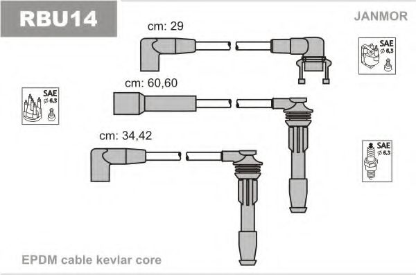 Комплект проводов зажигания JANMOR RBU14