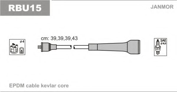 Комплект проводов зажигания JANMOR RBU15
