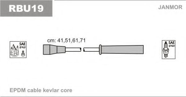 Комплект проводов зажигания JANMOR RBU19