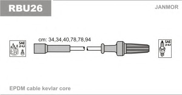 Комплект проводов зажигания JANMOR RBU26