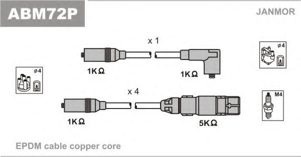 Комплект проводов зажигания JANMOR ABM72P
