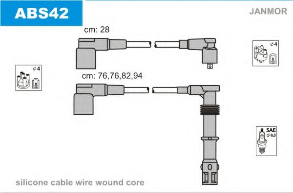 Комплект проводов зажигания JANMOR ABS42