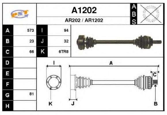 Полуось в сборе snra A1202