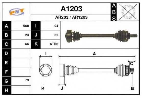 Полуось в сборе snra A1203