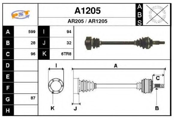 Полуось в сборе snra A1205