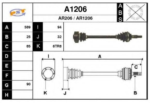 Полуось в сборе snra A1206