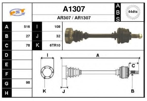 Полуось в сборе snra A1307