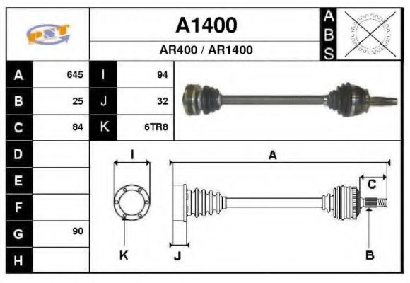Полуось в сборе snra A1400