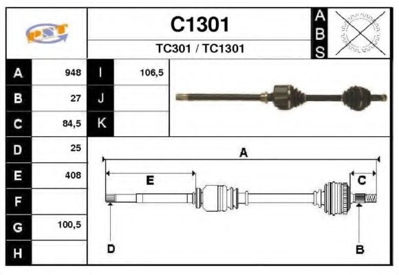 Полуось в сборе snra C1301