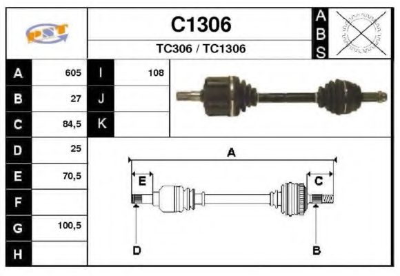 Полуось в сборе snra C1306
